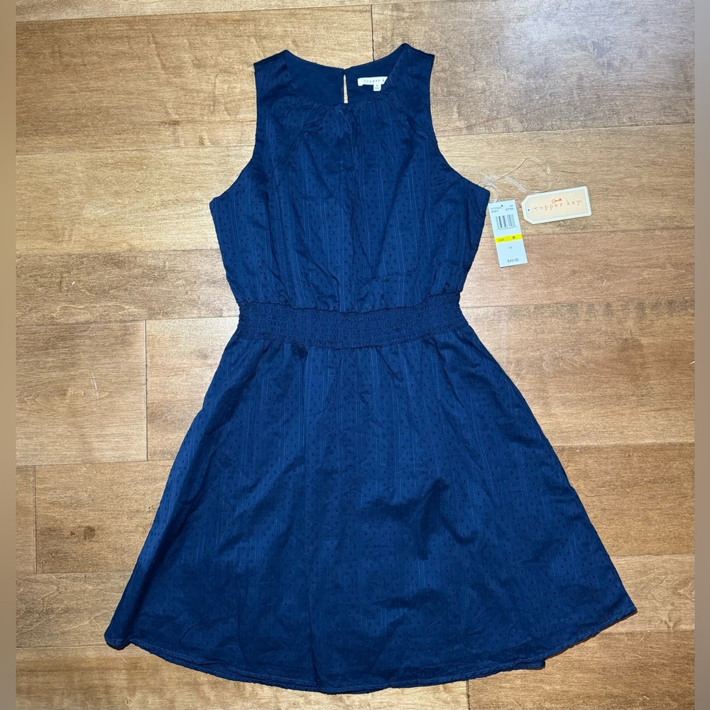 (NWT) Copper Key Navy Dress Women’s Size Medium 100% Cotton #CJ7751QCSA